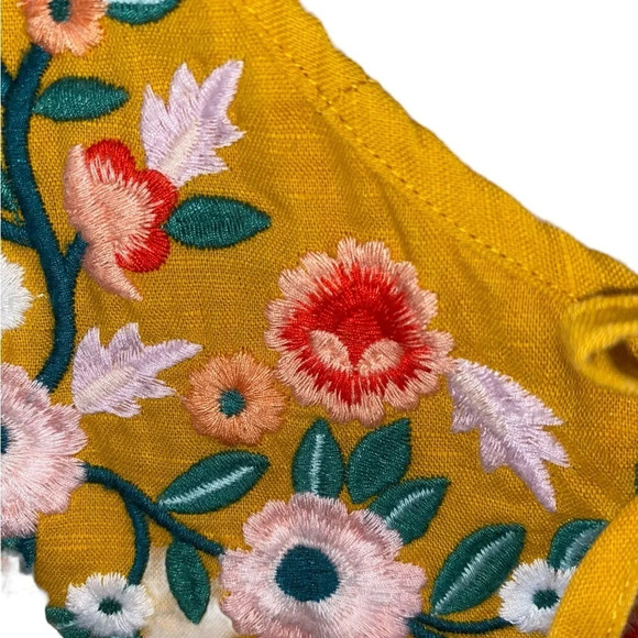 $10 j  Crew Linen Floral MustardEmbroidered tank top - Picture 4 of 4